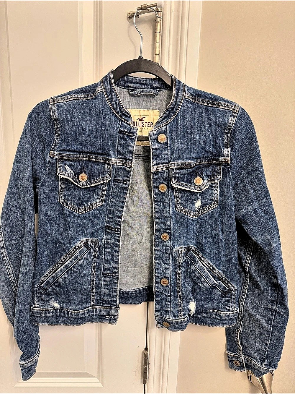 Hollister Women's Denim Jean Jacket Medium Blue